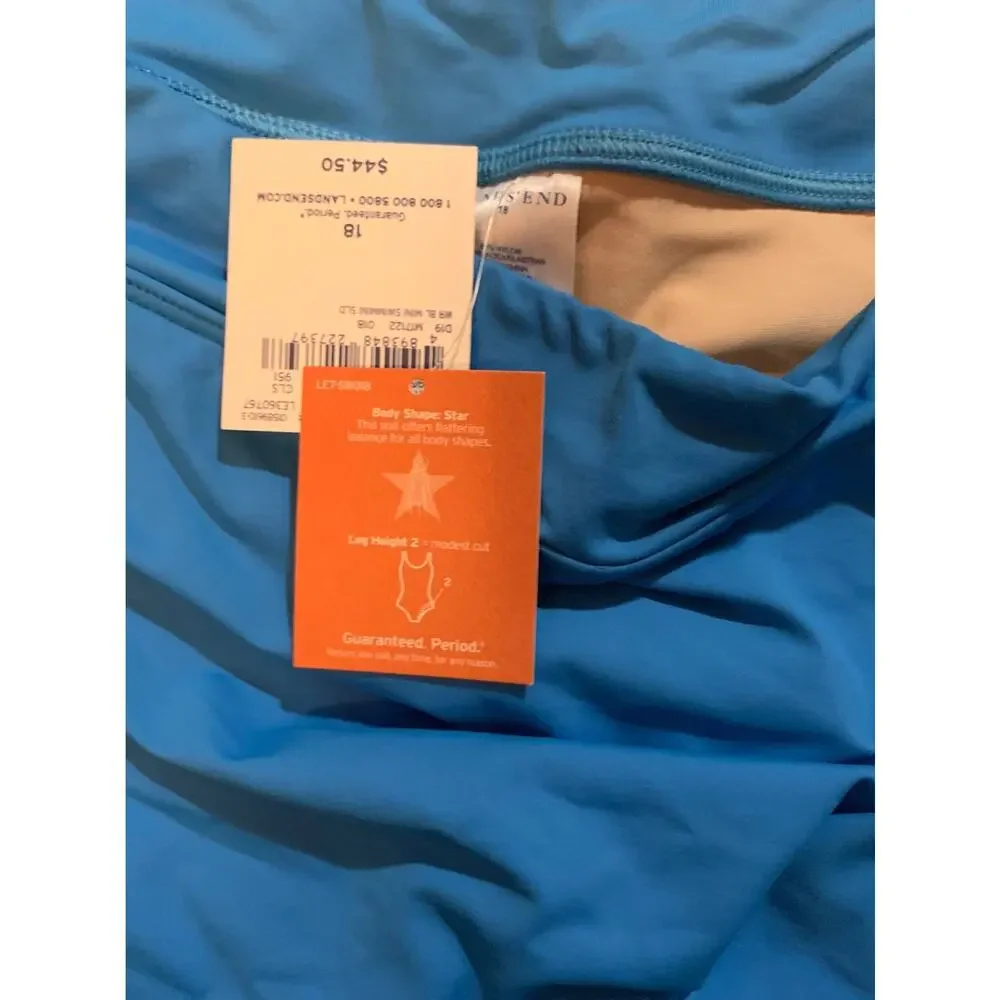 NWT Lands' End Bathing Suit Swim Skort Bottom Size 18 Blue